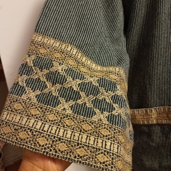 Frye Teal Blue Embroidered Oversize Kimono Cardigan Sz Medium - Picture 8 of 11